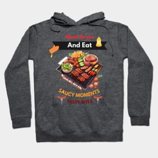 Barbecue (BBQ) filled with meat and vegetables on the grill Hoodie